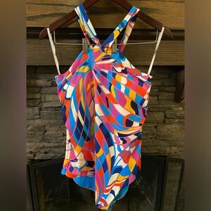 Trina Turk Rio High Neck One Piece Size 14 Swimsuit New Without Tags